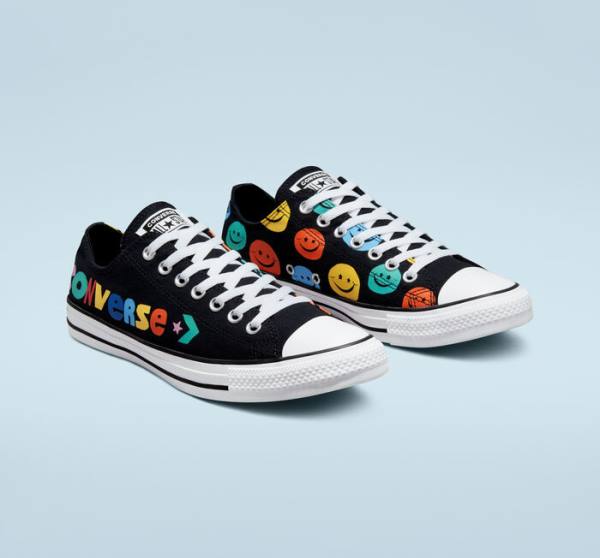 Zapatillas Bajas Converse Chuck Taylor All Star Happy Faces Negras | CV-809ZHJ