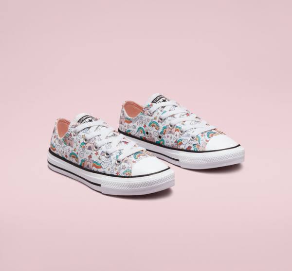 Zapatillas Bajas Converse Chuck Taylor All Star Rainbow Castles Blancas Rosas Turquesa | CV-958EKR