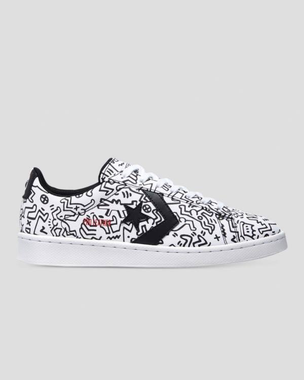 Zapatillas Bajas Converse Keith Haring Pro Cuero Blancas Negras Rojas | CV-651NJH