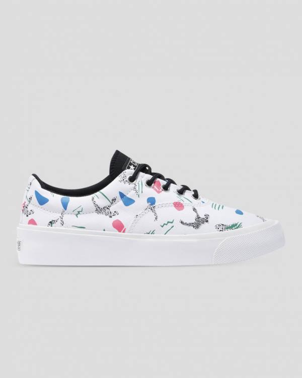 Zapatillas Bajas Converse Skid Grip 80s Archive Print Blancas | CV-758MZS