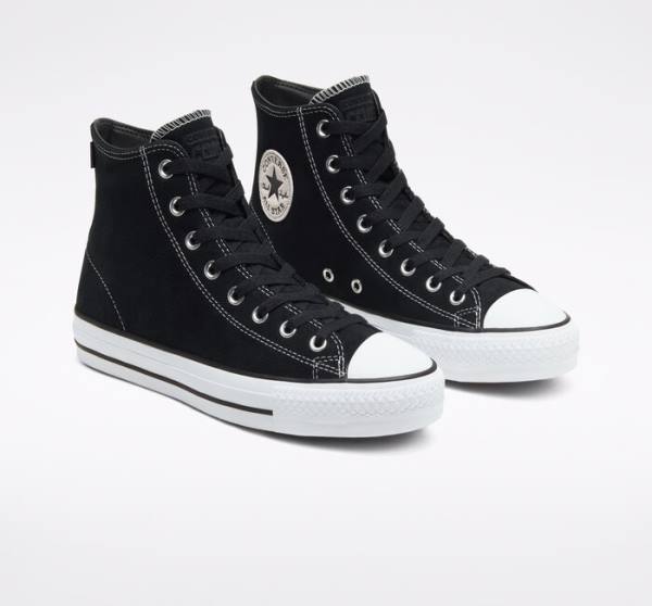 Zapatillas Skate Converse CONS Chuck Taylor All Star Pro Gamuza Negras Blancas | CV-068KGM